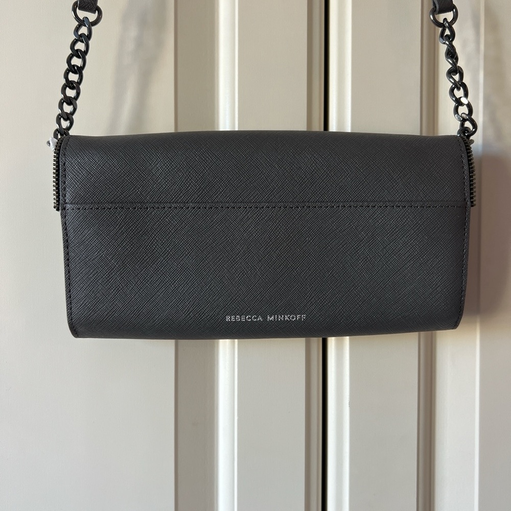 Rebecca Minkoff Black Saffiano Leather Chain-Strap Crossbody